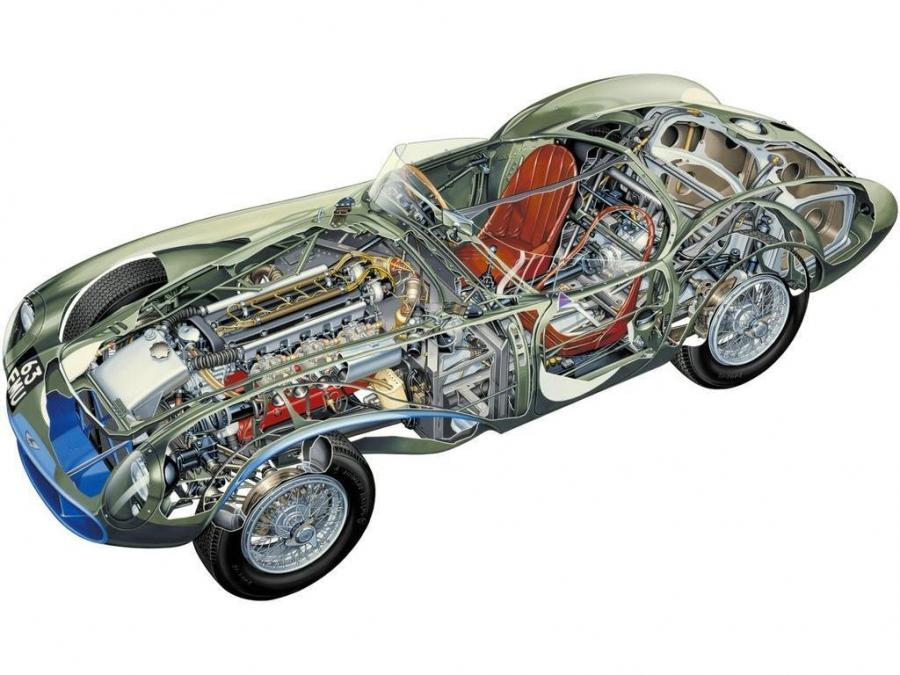 Схема Aston Martin DB3 S (Covered Headlights) 1953 года  (фото 3 из 4)